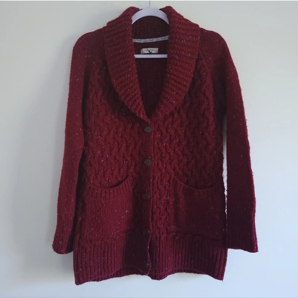Anthropologie Isabella Sinclair Wool Alpaca Blend Flecked Farfar Cardigan L‎
